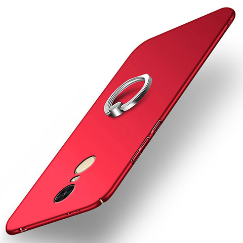 Carcasa Dura Plastico Rigida Mate con Anillo de dedo Soporte A02 para Xiaomi Redmi Note 4X Rojo