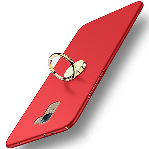 Carcasa Dura Plastico Rigida Mate con Anillo de dedo Soporte A03 para Huawei Honor 7 Dual SIM Rojo