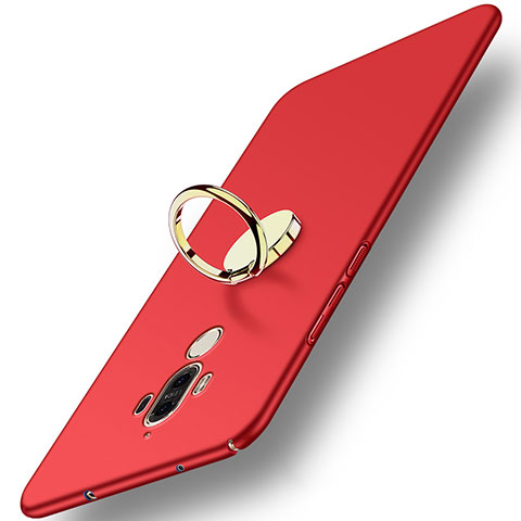 Carcasa Dura Plastico Rigida Mate con Anillo de dedo Soporte A03 para Huawei Mate 9 Rojo