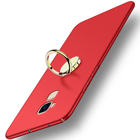 Carcasa Dura Plastico Rigida Mate con Anillo de dedo Soporte A04 para Huawei GR5 Mini Rojo