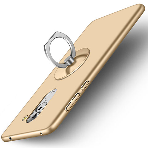 Carcasa Dura Plastico Rigida Mate con Anillo de dedo Soporte para Huawei Honor 6X Oro