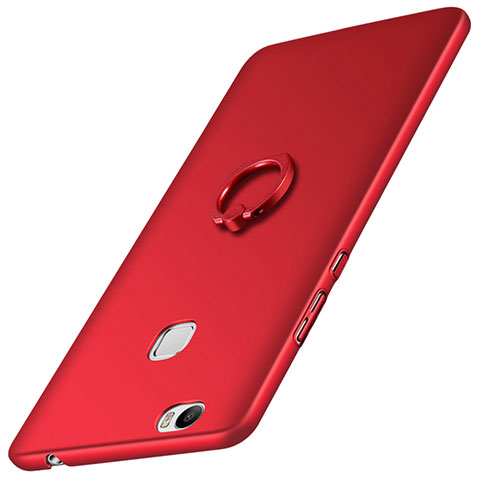 Carcasa Dura Plastico Rigida Mate con Anillo de dedo Soporte para Huawei Honor V8 Max Rojo