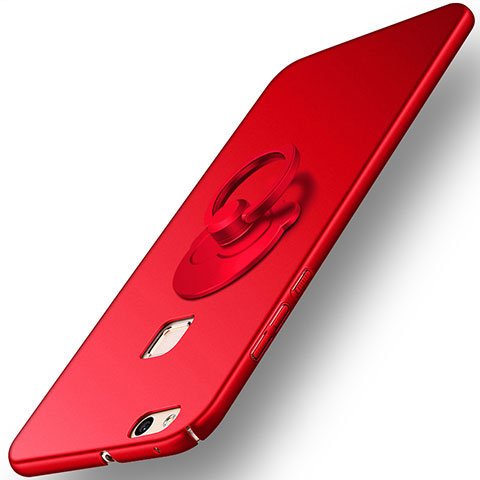 Carcasa Dura Plastico Rigida Mate con Anillo de dedo Soporte para Huawei P10 Lite Rojo