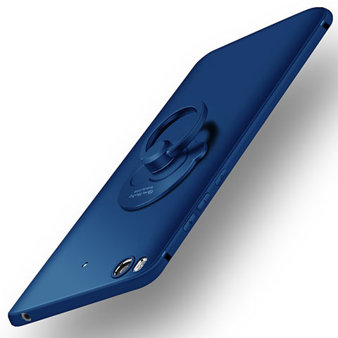 Carcasa Dura Plastico Rigida Mate con Anillo de dedo Soporte para Xiaomi Mi 5S 4G Azul