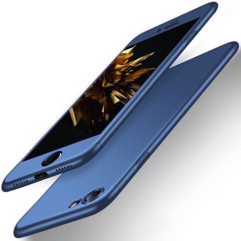 Carcasa Dura Plastico Rigida Mate Frontal y Trasera 360 Grados para Apple iPhone 7 Azul