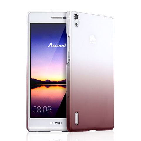 Carcasa Dura Plastico Rigida Transparente Gradient para Huawei Ascend P7 Marron