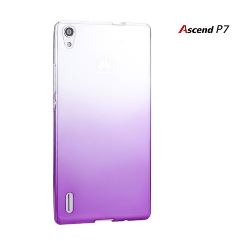 Carcasa Dura Plastico Rigida Transparente Gradient para Huawei Ascend P7 Morado