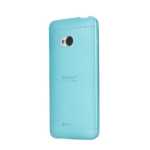 Carcasa Dura Ultrafina Transparente Mate para HTC One M7 Azul