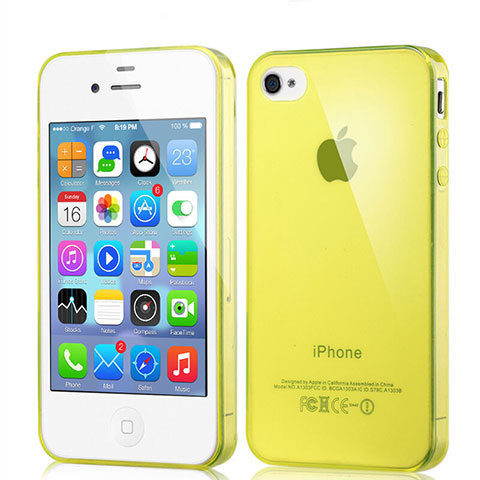 Carcasa Gel Ultrafina Transparente para Apple iPhone 4 Amarillo