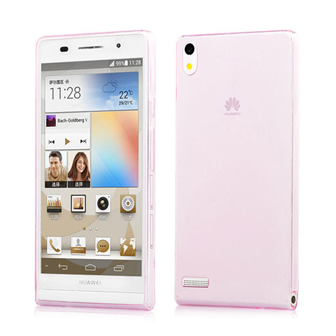 Carcasa Gel Ultrafina Transparente para Huawei Ascend P6 Rosa