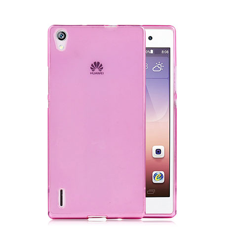 Carcasa Gel Ultrafina Transparente para Huawei Ascend P7 Rosa