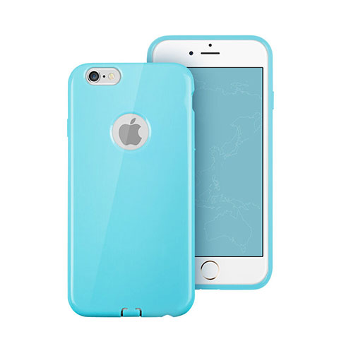 Carcasa Silicona Goma con Agujero para Apple iPhone 6S Azul Cielo