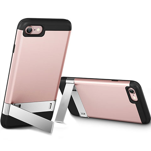 Carcasa Silicona Goma con Soporte para Apple iPhone SE (2020) Rosa