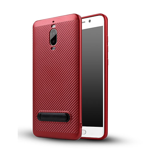 Carcasa Silicona Goma Twill con Soporte para Huawei Mate 9 Pro Rojo