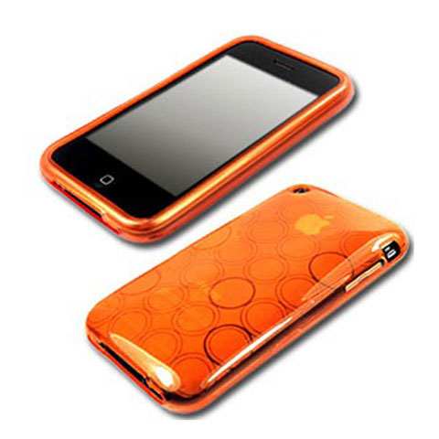 Carcasa Silicona Transparente Circulo para Apple iPhone 3G 3GS Naranja