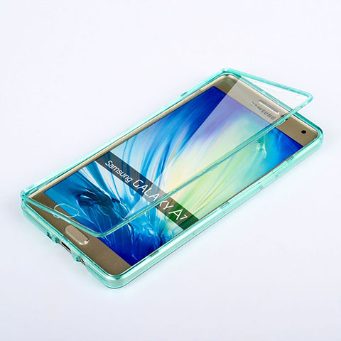 Carcasa Silicona Transparente Cubre Entero para Samsung Galaxy A7 SM-A700 Azul Cielo