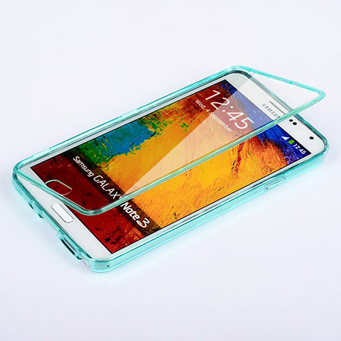 Carcasa Silicona Transparente Cubre Entero para Samsung Galaxy Note 3 N9000 Azul Cielo