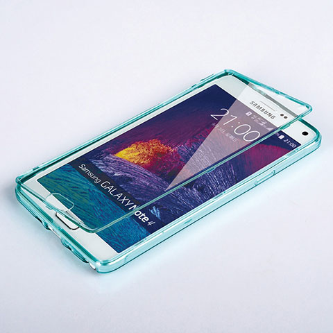 Carcasa Silicona Transparente Cubre Entero para Samsung Galaxy Note 4 Duos N9100 Dual SIM Azul Cielo