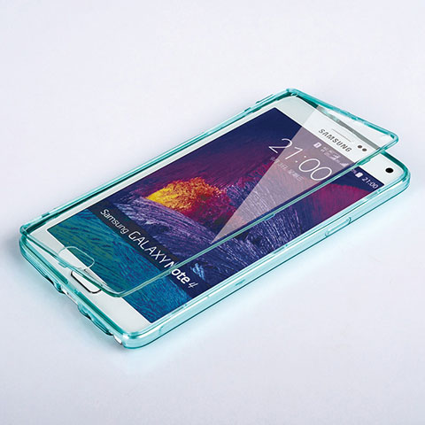 Carcasa Silicona Transparente Cubre Entero para Samsung Galaxy Note 4 SM-N910F Azul Cielo