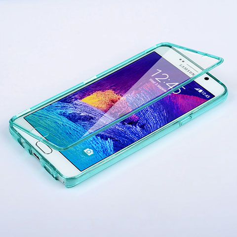 Carcasa Silicona Transparente Cubre Entero para Samsung Galaxy Note 5 N9200 N920 N920F Azul Cielo