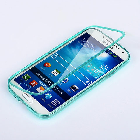 Carcasa Silicona Transparente Cubre Entero para Samsung Galaxy S4 i9500 i9505 Azul Cielo