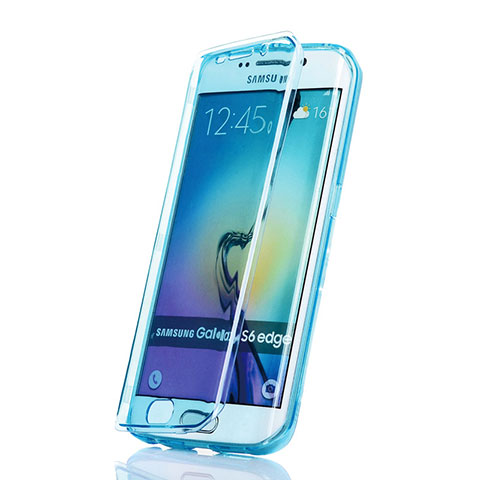 Carcasa Silicona Transparente Cubre Entero para Samsung Galaxy S6 Edge SM-G925 Azul