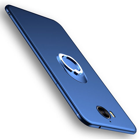 Carcasa Silicona Ultrafina Goma con Anillo de dedo Soporte para Huawei Y6 (2017) Azul