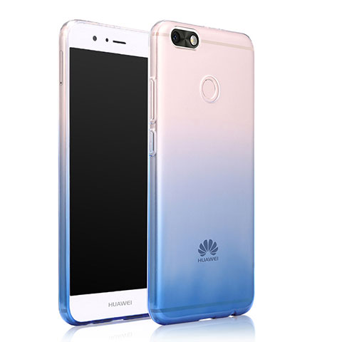 Carcasa Silicona Ultrafina Transparente Gradiente para Huawei Enjoy 7 Azul