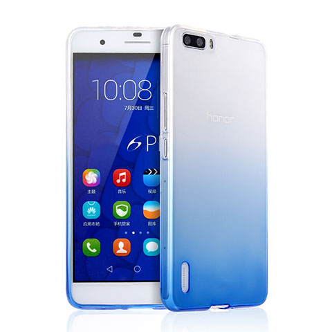 Carcasa Silicona Ultrafina Transparente Gradiente para Huawei Honor 6 Plus Azul