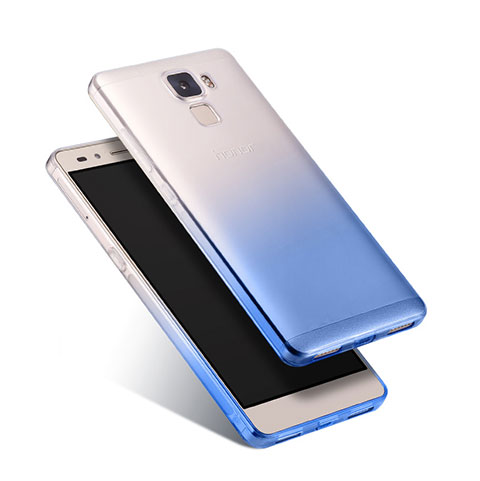Carcasa Silicona Ultrafina Transparente Gradiente para Huawei Honor 7 Dual SIM Azul