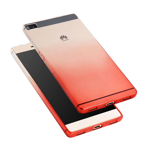 Carcasa Silicona Ultrafina Transparente Gradiente para Huawei P8 Rojo