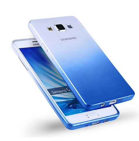 Carcasa Silicona Ultrafina Transparente Gradiente para Samsung Galaxy A5 Duos SM-500F Azul