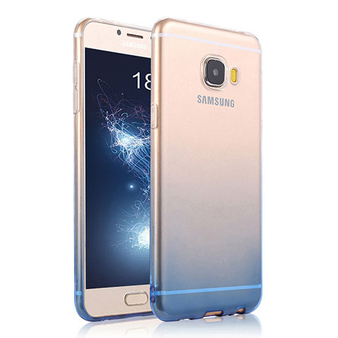 Carcasa Silicona Ultrafina Transparente Gradiente para Samsung Galaxy C5 SM-C5000 Azul