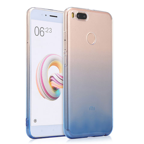 Carcasa Silicona Ultrafina Transparente Gradiente para Xiaomi Mi A1 Azul