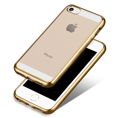 Carcasa Silicona Ultrafina Transparente H01 para Apple iPhone 5S Oro