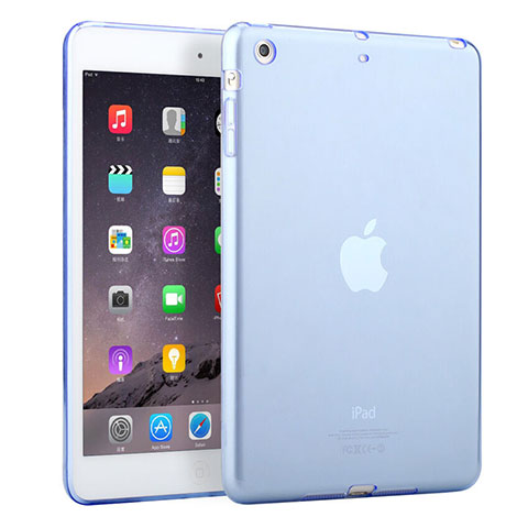 Carcasa Silicona Ultrafina Transparente para Apple iPad Mini 3 Azul Cielo