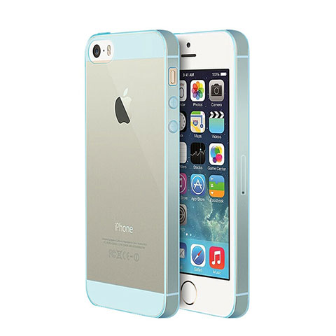Carcasa Silicona Ultrafina Transparente para Apple iPhone SE Azul