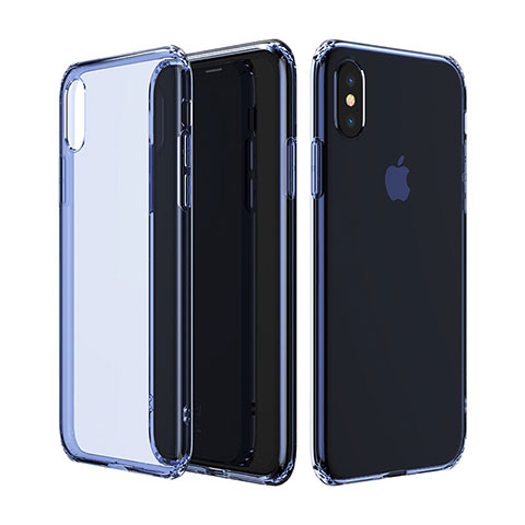 Carcasa Silicona Ultrafina Transparente para Apple iPhone X Azul