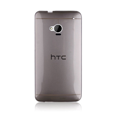 Carcasa Silicona Ultrafina Transparente para HTC One M7 Gris