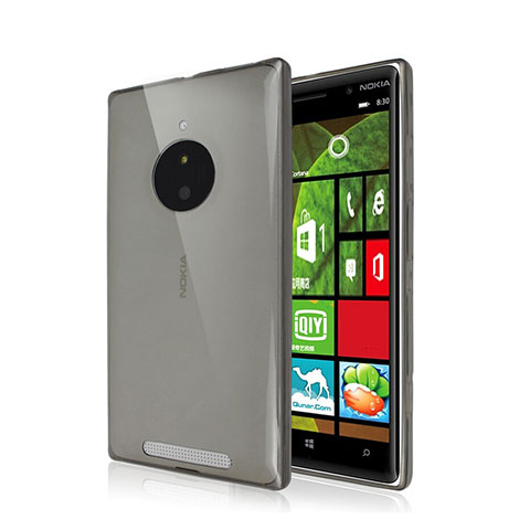 Carcasa Silicona Ultrafina Transparente para Nokia Lumia 830 Gris