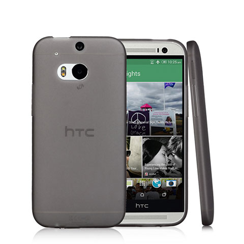 Carcasa Silicona Ultrafina Transparente T01 para HTC One M8 Negro
