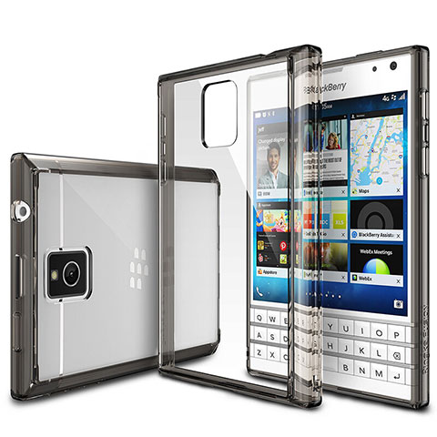 Carcasa Silicona Ultrafina Transparente T03 para Blackberry Passport Q30 Gris