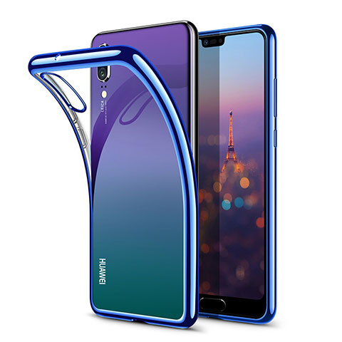 Carcasa Silicona Ultrafina Transparente T03 para Huawei P20 Azul