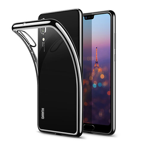 Carcasa Silicona Ultrafina Transparente T03 para Huawei P20 Negro