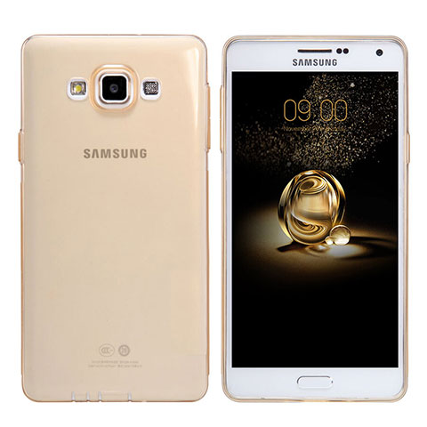 Carcasa Silicona Ultrafina Transparente T03 para Samsung Galaxy A7 SM-A700 Oro