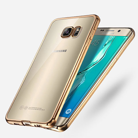 Carcasa Silicona Ultrafina Transparente T03 para Samsung Galaxy S6 Edge+ Plus SM-G928F Oro