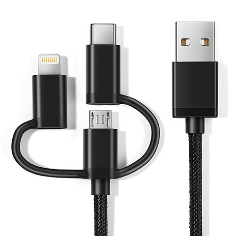 Cargador Cable Lightning USB Carga y Datos Android Micro USB C01 para Apple iPhone 11 Negro