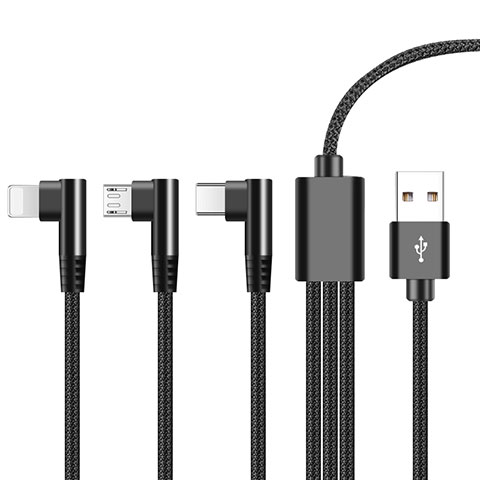 Cargador Cable Lightning USB Carga y Datos Android Micro USB ML07 Negro