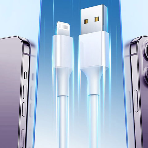 Cargador Cable Lightning USB Carga y Datos H01 para Apple iPhone 13 Pro Blanco