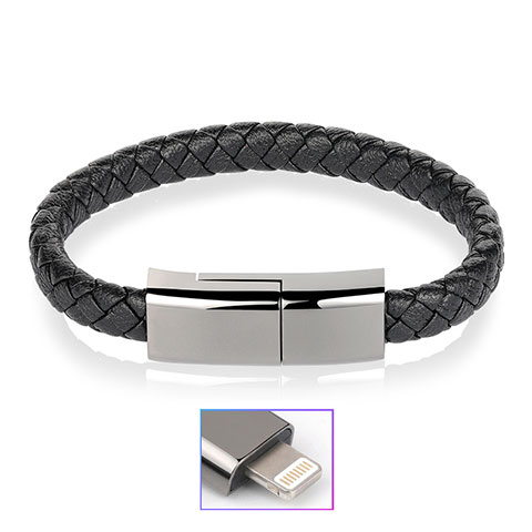 Cargador Cable USB Carga y Datos 20cm S02 para Apple iPhone 7 Plus Negro